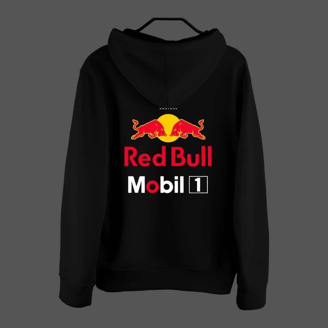 H&U Oversized Fleece Hoodie – Black | Red Bull Graphic Edition - Image 5