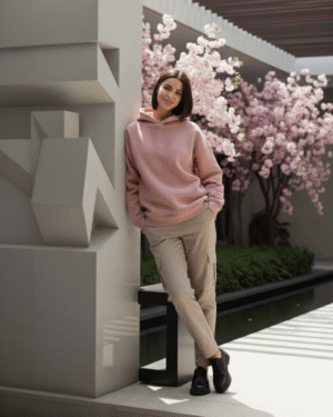 H&U Oversized Fleece Hoodie (Unisex) – Tea Pink | Minimal Streetwear Comfort