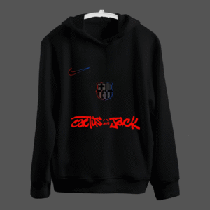 H&U Oversized Fleece Hoodie – Black | FC Barcelona x Cactus Jack (Pedri 8) Edition