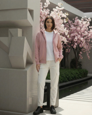 H&U Premium Oversized Zip-Up Hoodie (Unisex) – Tea Pink | Minimal Streetwear Comfort