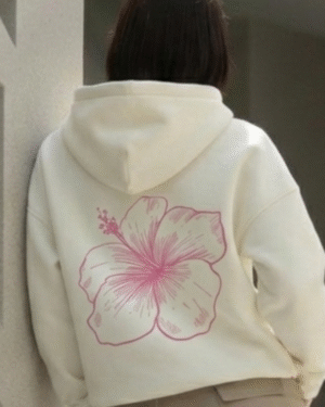 H&U Oversized Fleece Hoodie – Off White | Premium DTF Floral Design